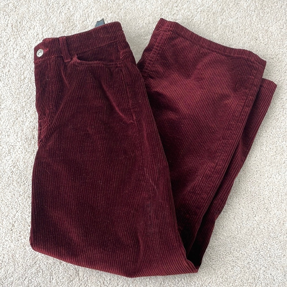 Zara Corduroy Wide-Leg Pants in Deep Wine